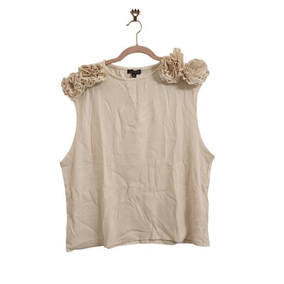 NWT J. Crew Vintage Rib Rosette T-Shirt Ivory 3X - Picture 2 of 7